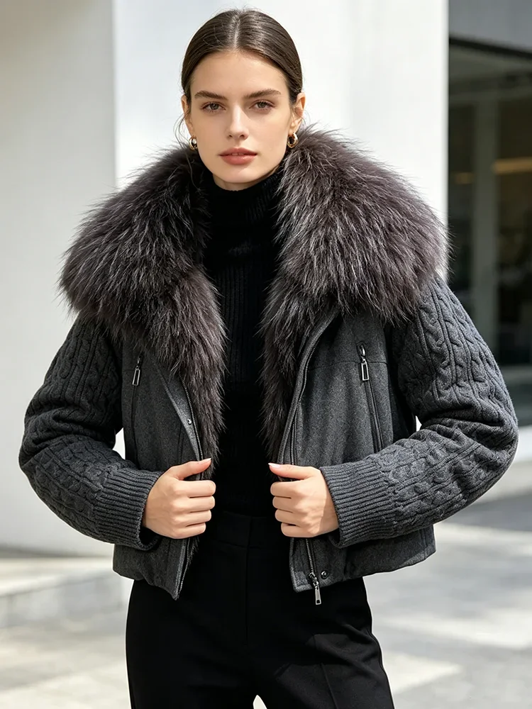 OFTBUY 90% Duck Down Jacket Women Luxury Natural Raccoon Fur Winter Short Puffer Coat Thicken Female Parkas Detachable Sleeve