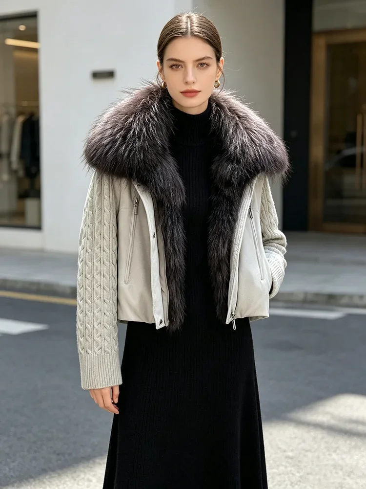OFTBUY 90% Duck Down Jacket Women Luxury Natural Raccoon Fur Winter Short Puffer Coat Thicken Female Parkas Detachable Sleeve
