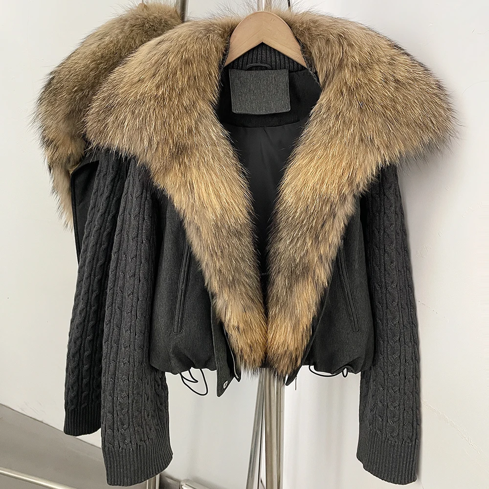 OFTBUY 90% Duck Down Jacket Women Luxury Natural Raccoon Fur Winter Short Puffer Coat Thicken Female Parkas Detachable Sleeve