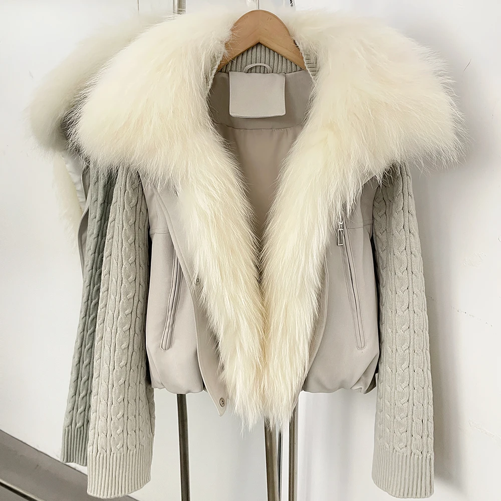 OFTBUY 90% Duck Down Jacket Women Luxury Natural Raccoon Fur Winter Short Puffer Coat Thicken Female Parkas Detachable Sleeve