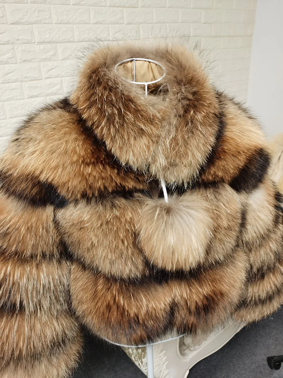 2026 MAOMAOKONG Natural Real Fox Fur Coat Women Winter Long Sleeve Luxury Raccoon Fur Jackets Thick Top Female Furry Coat Vest