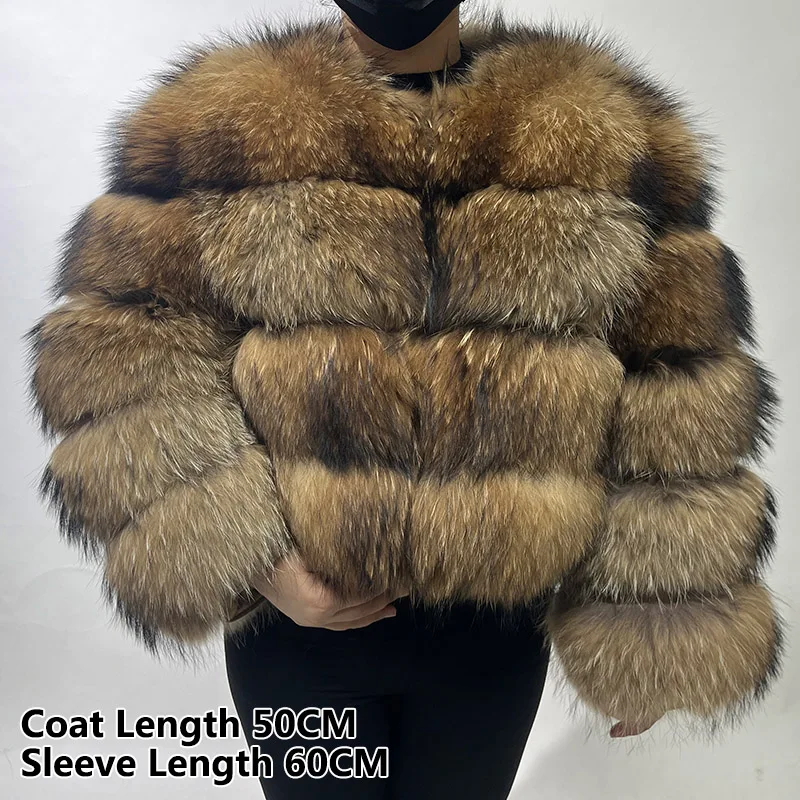 2026 MAOMAOKONG Natural Real Fox Fur Coat Women Winter Long Sleeve Luxury Raccoon Fur Jackets Thick Top Female Furry Coat Vest