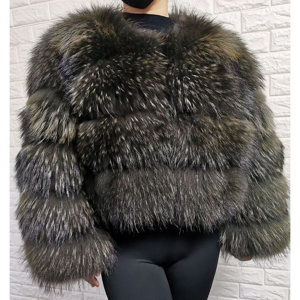 2026 MAOMAOKONG Natural Real Fox Fur Coat Women Winter Long Sleeve Luxury Raccoon Fur Jackets Thick Top Female Furry Coat Vest