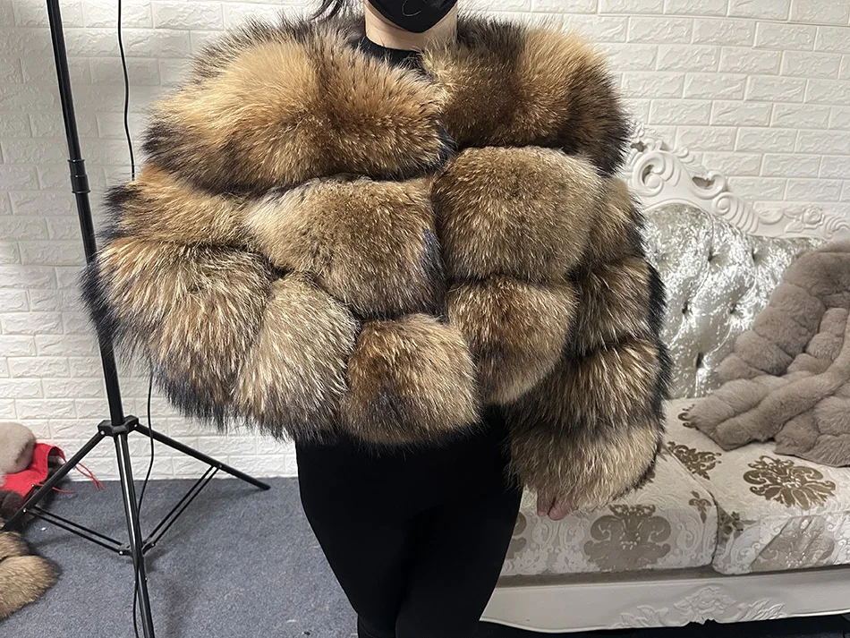 2026 MAOMAOKONG Natural Real Fox Fur Coat Women Winter Long Sleeve Luxury Raccoon Fur Jackets Thick Top Female Furry Coat Vest