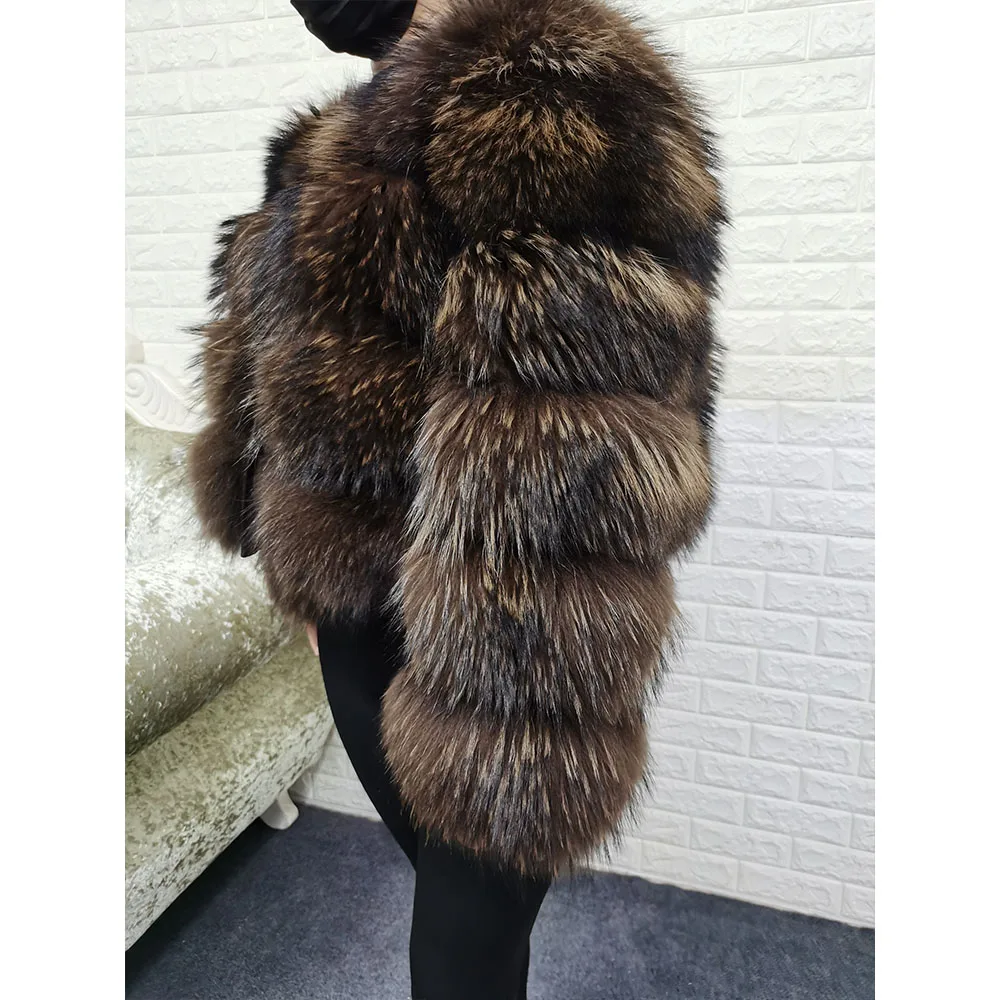 2026 MAOMAOKONG Natural Real Fox Fur Coat Women Winter Long Sleeve Luxury Raccoon Fur Jackets Thick Top Female Furry Coat Vest