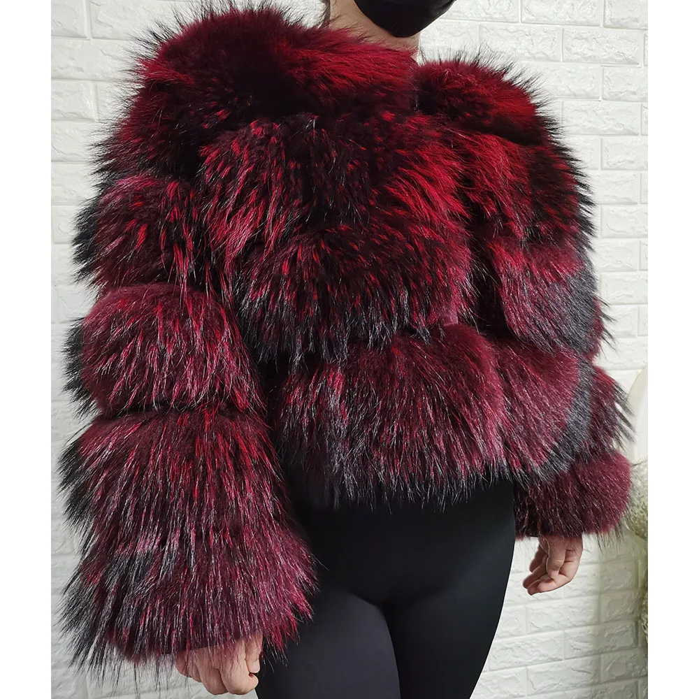 2026 MAOMAOKONG Natural Real Fox Fur Coat Women Winter Long Sleeve Luxury Raccoon Fur Jackets Thick Top Female Furry Coat Vest