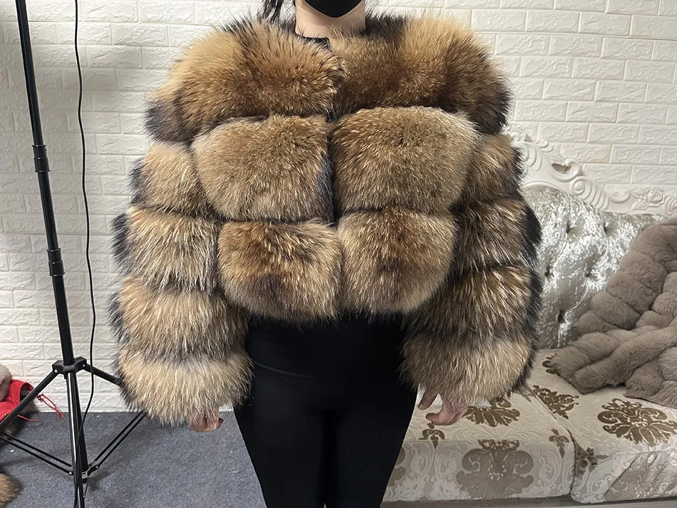 2026 MAOMAOKONG Natural Real Fox Fur Coat Women Winter Long Sleeve Luxury Raccoon Fur Jackets Thick Top Female Furry Coat Vest