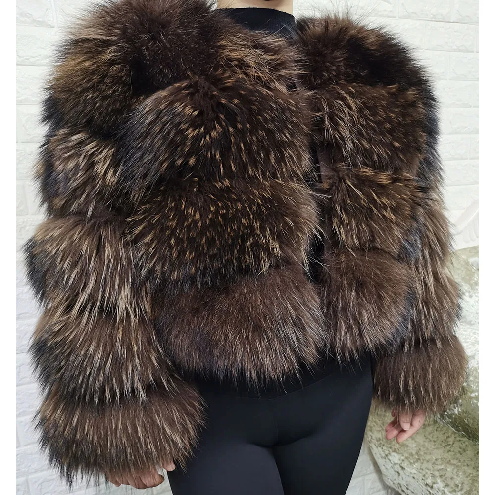 2026 MAOMAOKONG Natural Real Fox Fur Coat Women Winter Long Sleeve Luxury Raccoon Fur Jackets Thick Top Female Furry Coat Vest