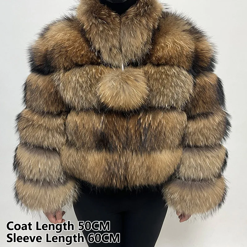 2026 MAOMAOKONG Natural Real Fox Fur Coat Women Winter Long Sleeve Luxury Raccoon Fur Jackets Thick Top Female Furry Coat Vest