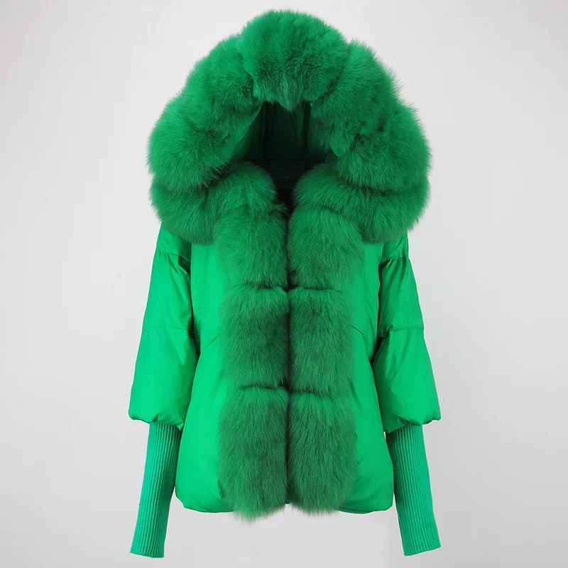 OFTBUY 2023 Real Fox Fur Collar Hooded Winter Jacket Women Natural Thick Warm Loose Oversize Duck Down Coat Streetwear Outerwear