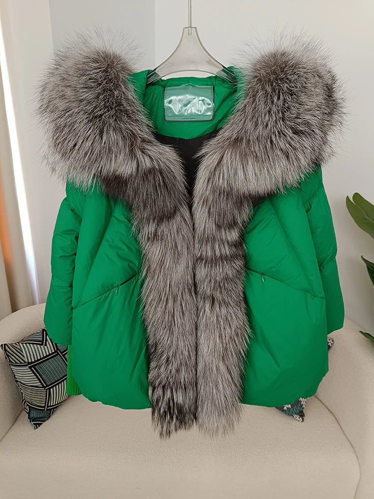 OFTBUY 2023 Real Fox Fur Collar Hooded Winter Jacket Women Natural Thick Warm Loose Oversize Duck Down Coat Streetwear Outerwear