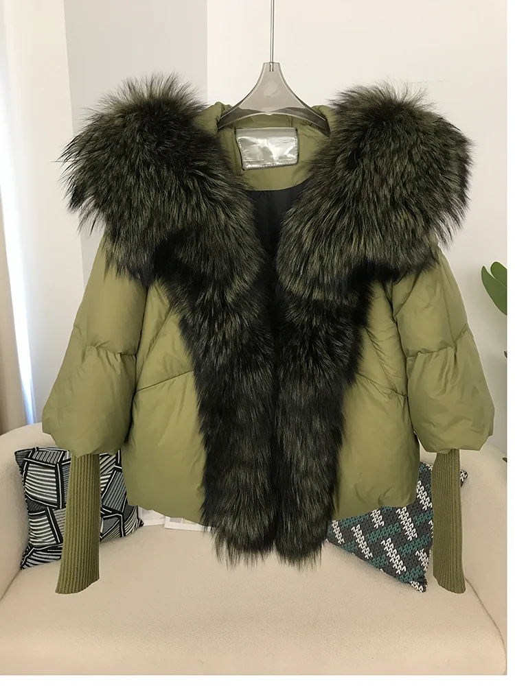 OFTBUY 2023 Real Fox Fur Collar Hooded Winter Jacket Women Natural Thick Warm Loose Oversize Duck Down Coat Streetwear Outerwear