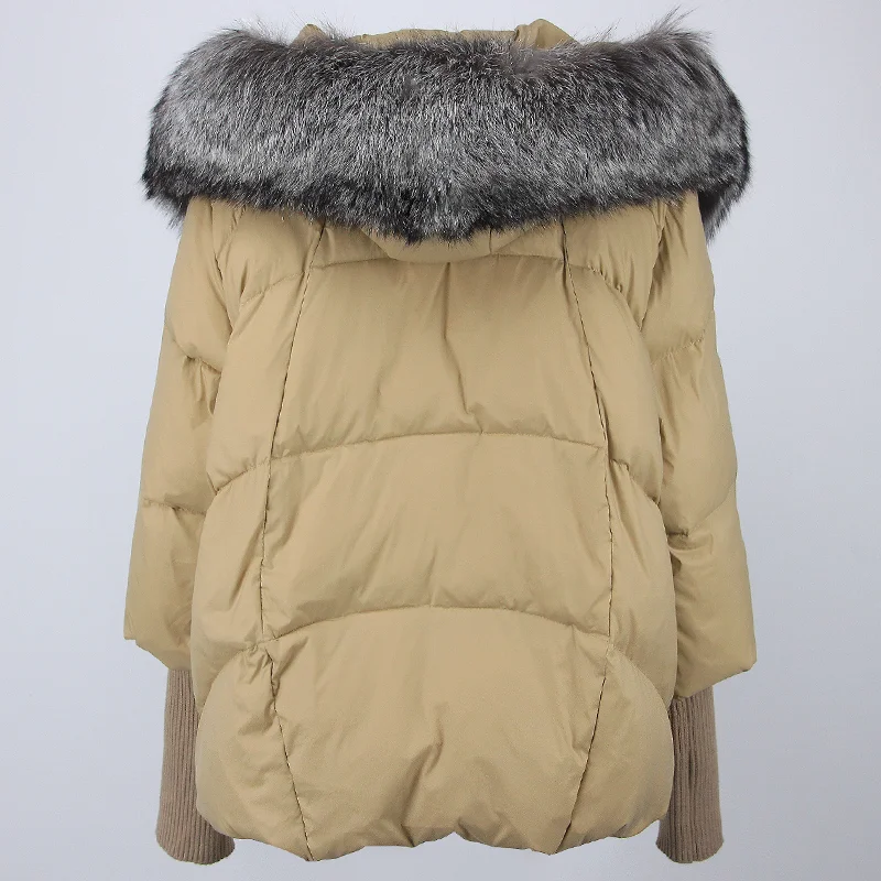 OFTBUY 2023 Real Fox Fur Collar Hooded Winter Jacket Women Natural Thick Warm Loose Oversize Duck Down Coat Streetwear Outerwear