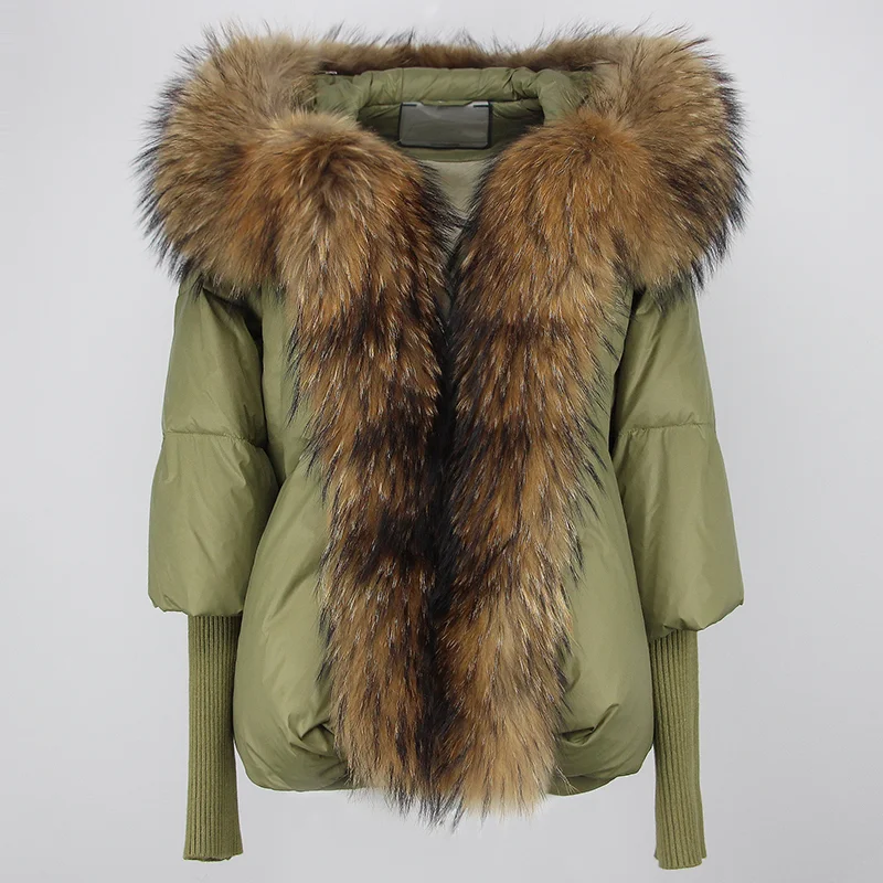 OFTBUY 2023 Real Fox Fur Collar Hooded Winter Jacket Women Natural Thick Warm Loose Oversize Duck Down Coat Streetwear Outerwear