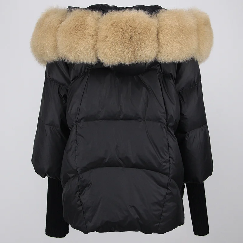 OFTBUY 2023 Real Fox Fur Collar Hooded Winter Jacket Women Natural Thick Warm Loose Oversize Duck Down Coat Streetwear Outerwear