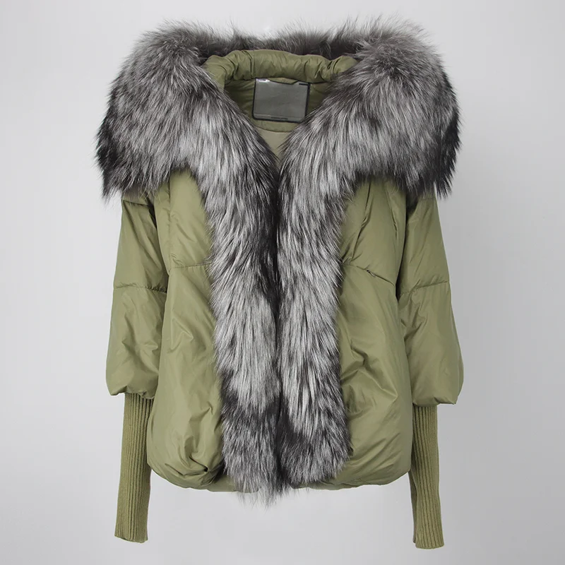 OFTBUY 2023 Real Fox Fur Collar Hooded Winter Jacket Women Natural Thick Warm Loose Oversize Duck Down Coat Streetwear Outerwear