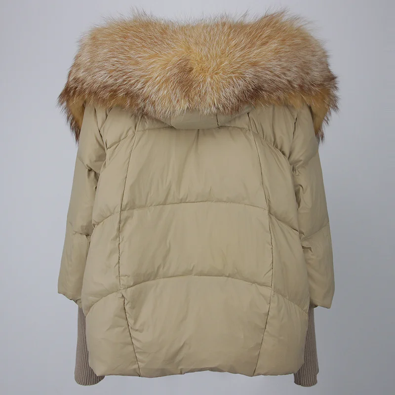 OFTBUY 2023 Real Fox Fur Collar Hooded Winter Jacket Women Natural Thick Warm Loose Oversize Duck Down Coat Streetwear Outerwear