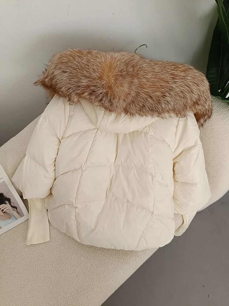 OFTBUY 2023 Real Fox Fur Collar Hooded Winter Jacket Women Natural Thick Warm Loose Oversize Duck Down Coat Streetwear Outerwear