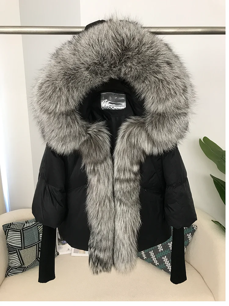 OFTBUY 2023 Real Fox Fur Collar Hooded Winter Jacket Women Natural Thick Warm Loose Oversize Duck Down Coat Streetwear Outerwear