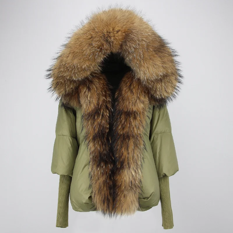 OFTBUY 2023 Real Fox Fur Collar Hooded Winter Jacket Women Natural Thick Warm Loose Oversize Duck Down Coat Streetwear Outerwear