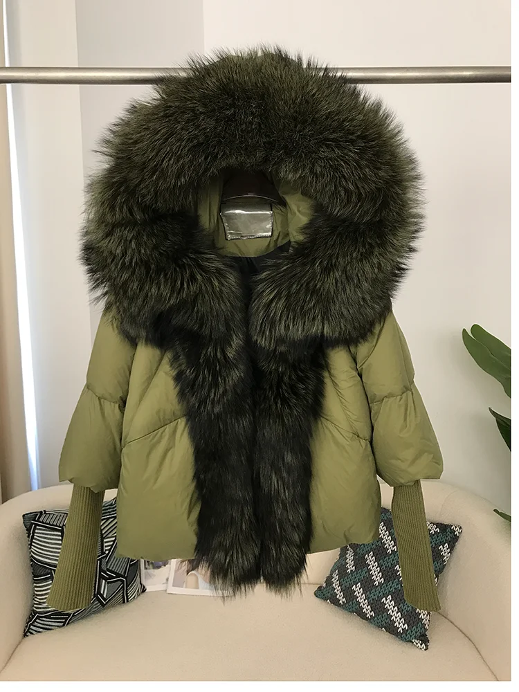 OFTBUY 2023 Real Fox Fur Collar Hooded Winter Jacket Women Natural Thick Warm Loose Oversize Duck Down Coat Streetwear Outerwear