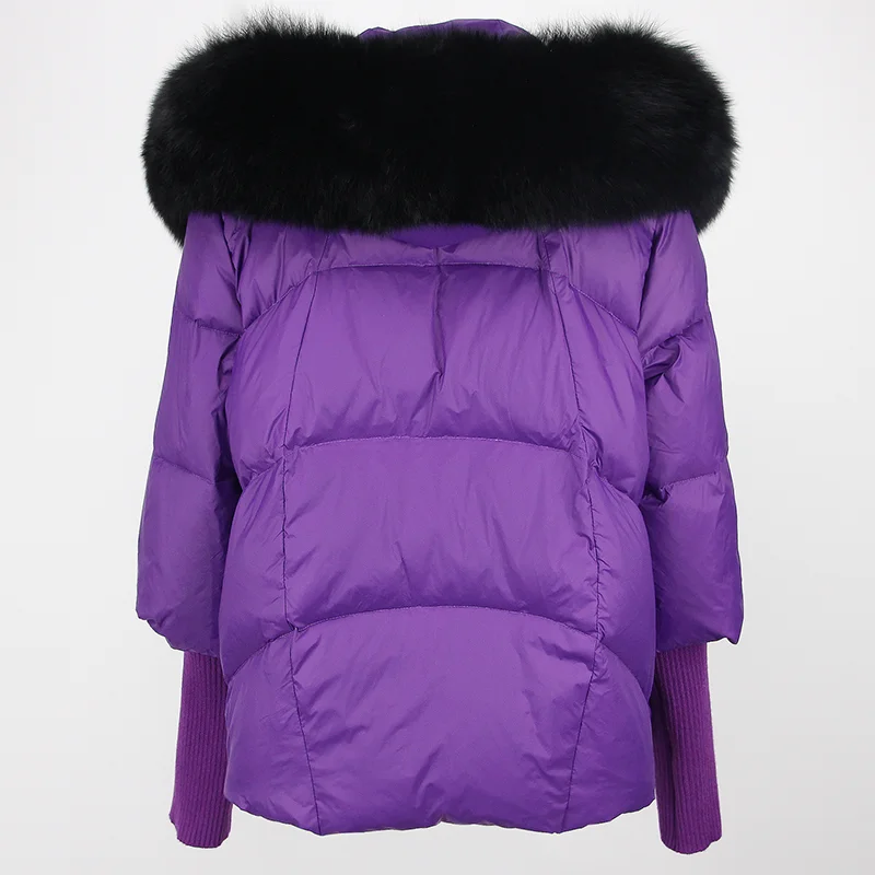 OFTBUY 2023 Real Fox Fur Collar Hooded Winter Jacket Women Natural Thick Warm Loose Oversize Duck Down Coat Streetwear Outerwear