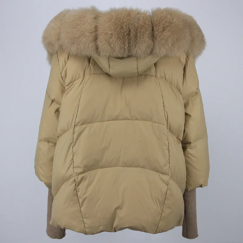 OFTBUY 2023 Real Fox Fur Collar Hooded Winter Jacket Women Natural Thick Warm Loose Oversize Duck Down Coat Streetwear Outerwear