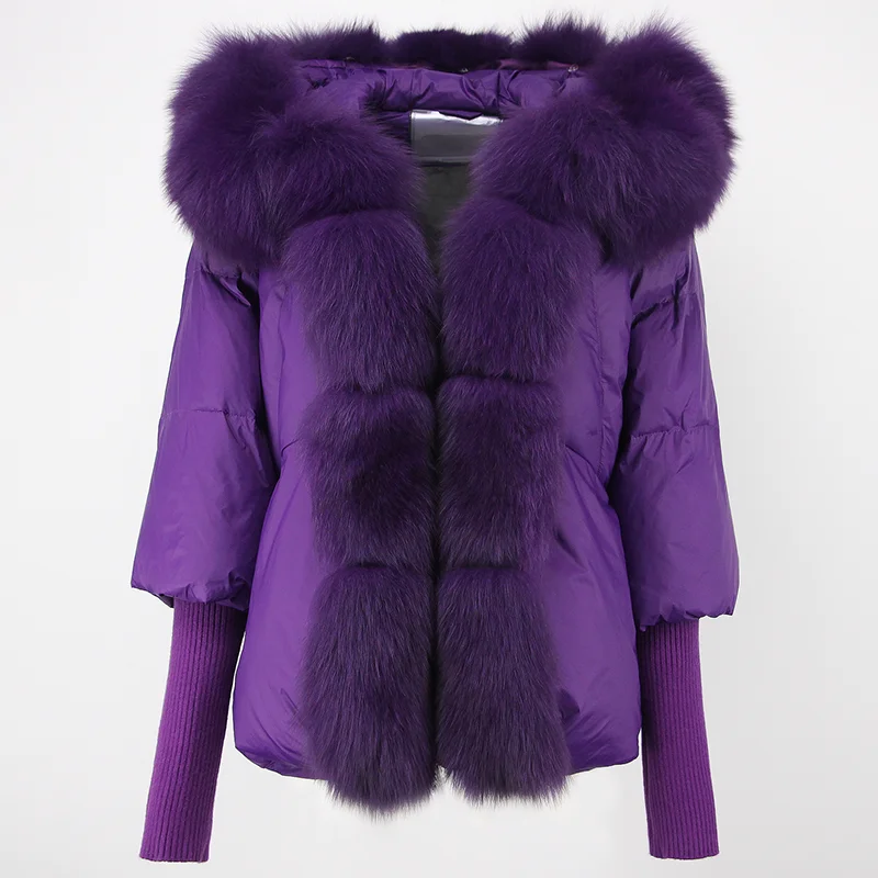 OFTBUY 2023 Real Fox Fur Collar Hooded Winter Jacket Women Natural Thick Warm Loose Oversize Duck Down Coat Streetwear Outerwear