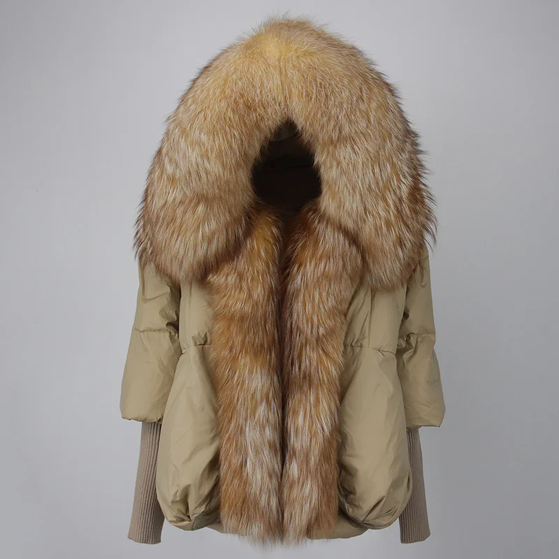 OFTBUY 2023 Real Fox Fur Collar Hooded Winter Jacket Women Natural Thick Warm Loose Oversize Duck Down Coat Streetwear Outerwear