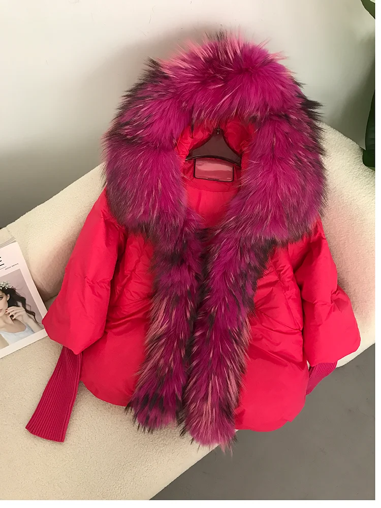 OFTBUY 2023 Real Fox Fur Collar Hooded Winter Jacket Women Natural Thick Warm Loose Oversize Duck Down Coat Streetwear Outerwear