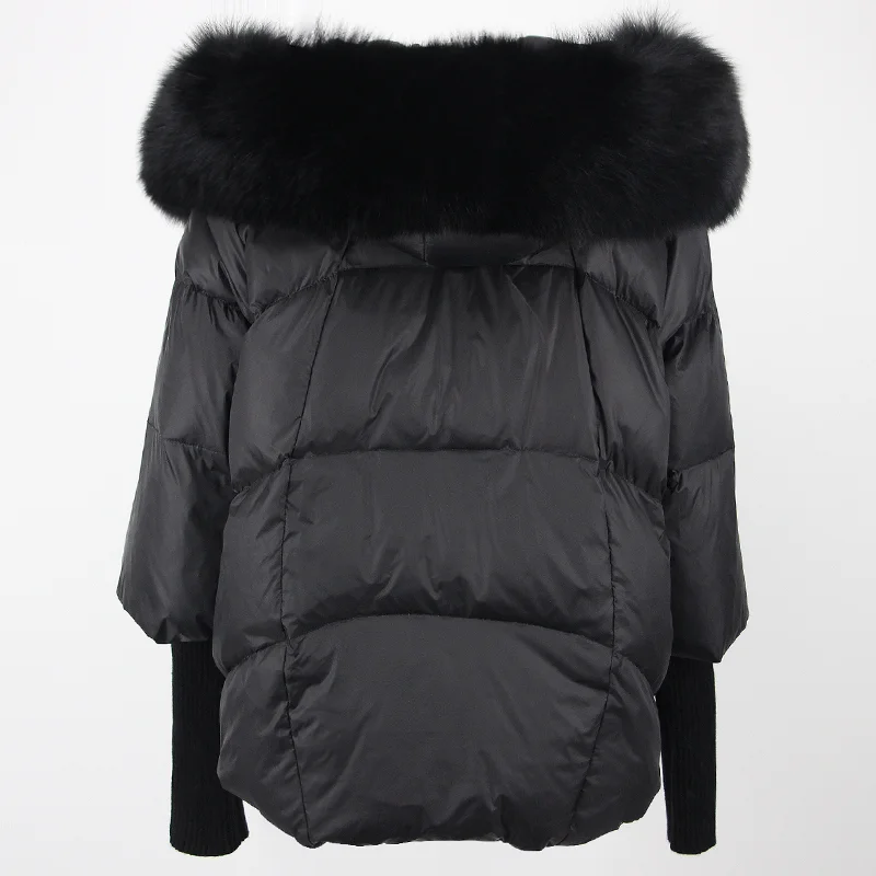 OFTBUY 2023 Real Fox Fur Collar Hooded Winter Jacket Women Natural Thick Warm Loose Oversize Duck Down Coat Streetwear Outerwear
