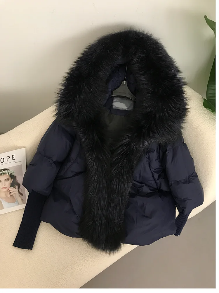 OFTBUY 2023 Real Fox Fur Collar Hooded Winter Jacket Women Natural Thick Warm Loose Oversize Duck Down Coat Streetwear Outerwear