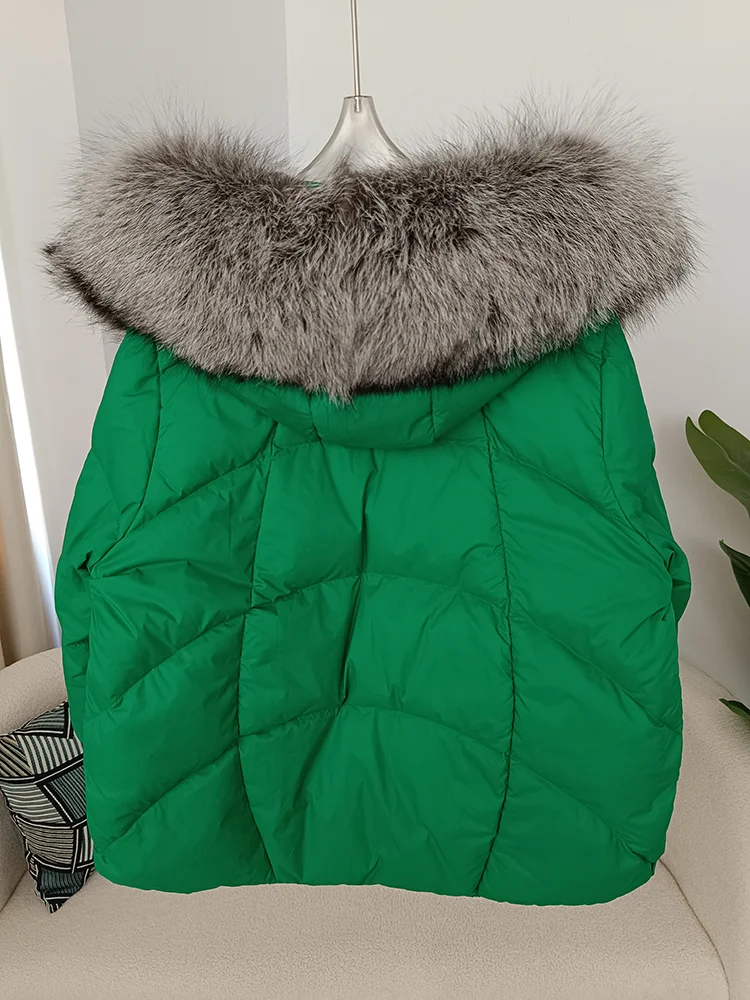 OFTBUY 2023 Real Fox Fur Collar Hooded Winter Jacket Women Natural Thick Warm Loose Oversize Duck Down Coat Streetwear Outerwear