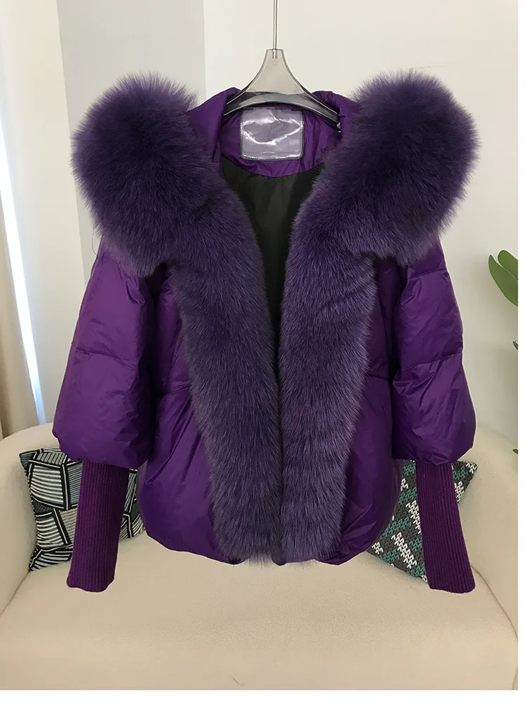 OFTBUY 2023 Real Fox Fur Collar Hooded Winter Jacket Women Natural Thick Warm Loose Oversize Duck Down Coat Streetwear Outerwear