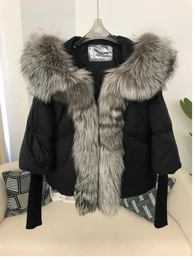 OFTBUY 2023 Real Fox Fur Collar Hooded Winter Jacket Women Natural Thick Warm Loose Oversize Duck Down Coat Streetwear Outerwear