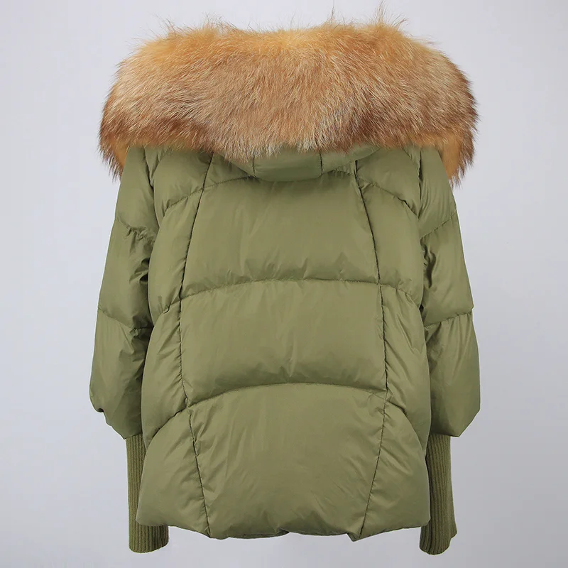 OFTBUY 2023 Real Fox Fur Collar Hooded Winter Jacket Women Natural Thick Warm Loose Oversize Duck Down Coat Streetwear Outerwear