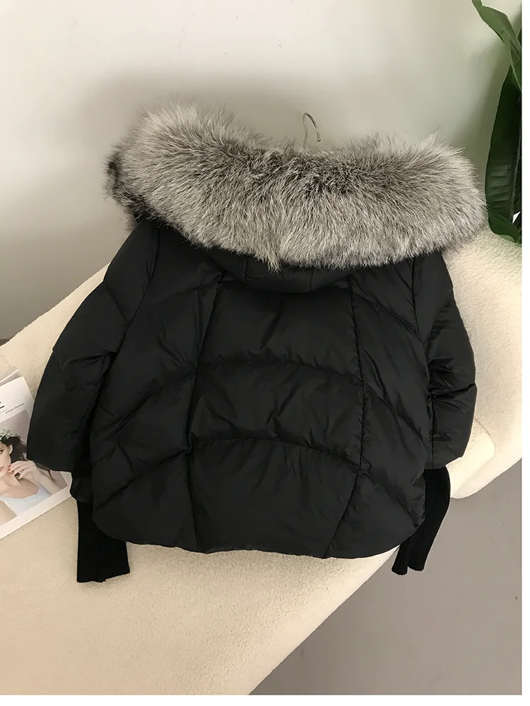 OFTBUY 2023 Real Fox Fur Collar Hooded Winter Jacket Women Natural Thick Warm Loose Oversize Duck Down Coat Streetwear Outerwear