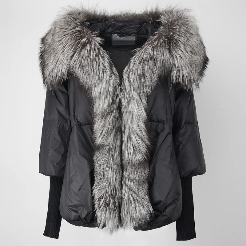 OFTBUY 2023 Real Fox Fur Collar Hooded Winter Jacket Women Natural Thick Warm Loose Oversize Duck Down Coat Streetwear Outerwear