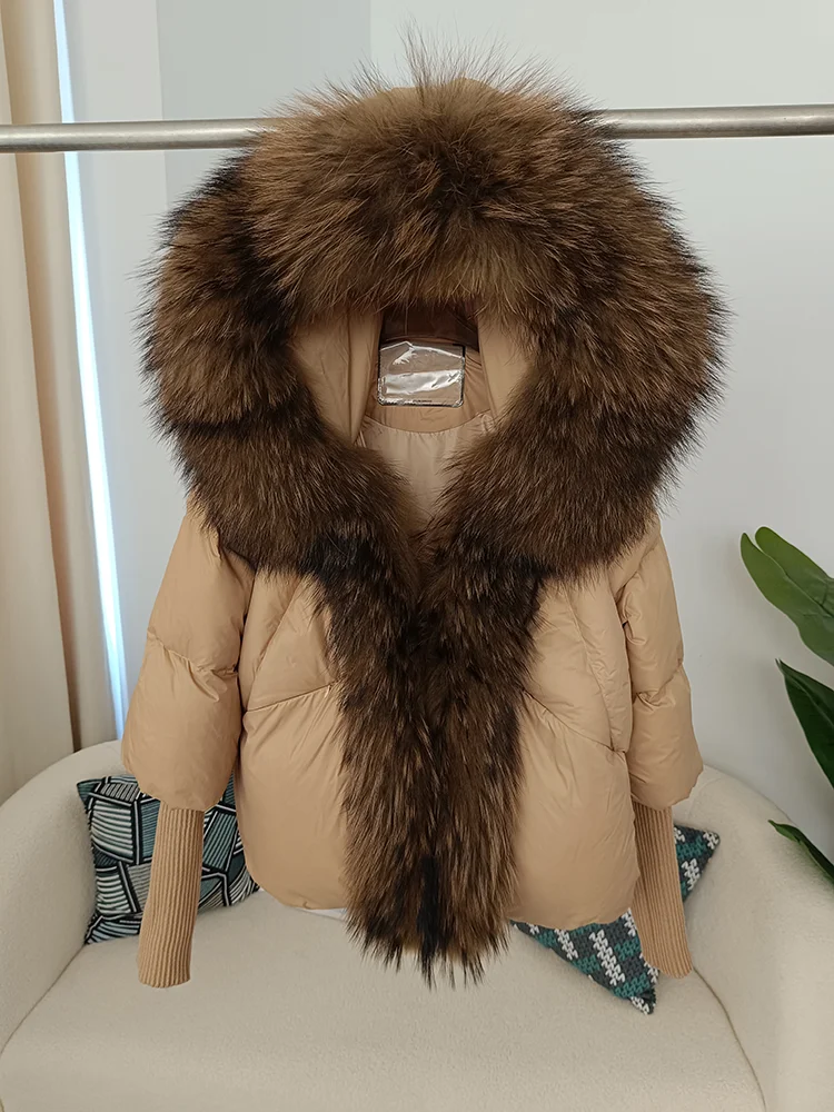 OFTBUY 2023 Real Fox Fur Collar Hooded Winter Jacket Women Natural Thick Warm Loose Oversize Duck Down Coat Streetwear Outerwear