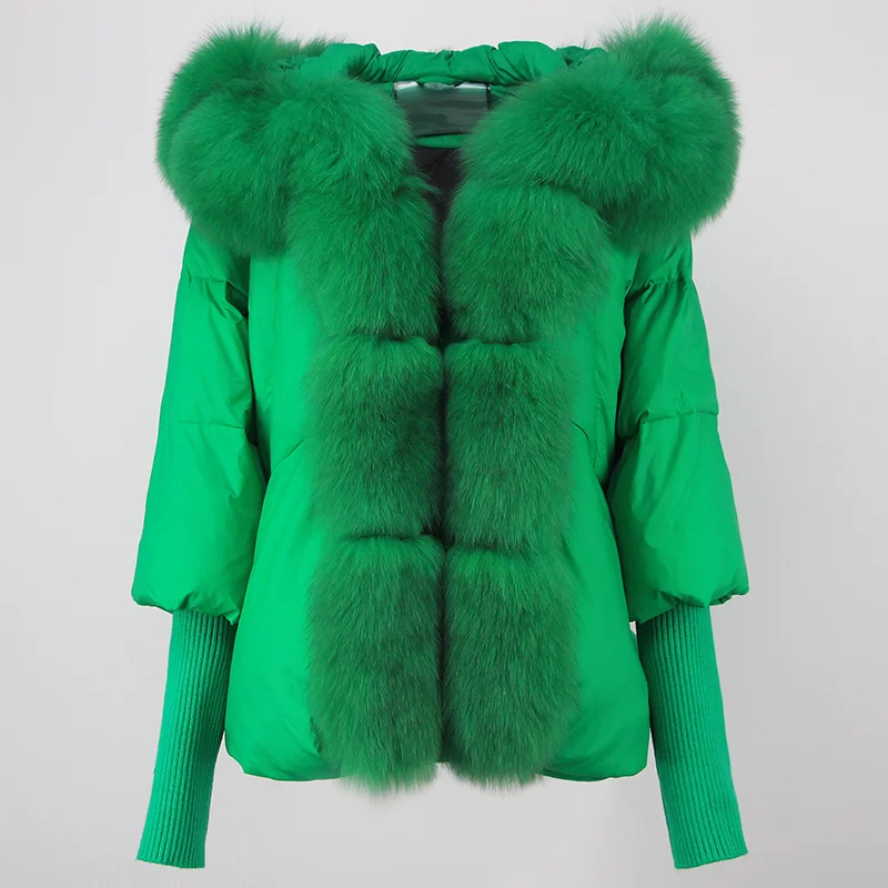 OFTBUY 2023 Real Fox Fur Collar Hooded Winter Jacket Women Natural Thick Warm Loose Oversize Duck Down Coat Streetwear Outerwear