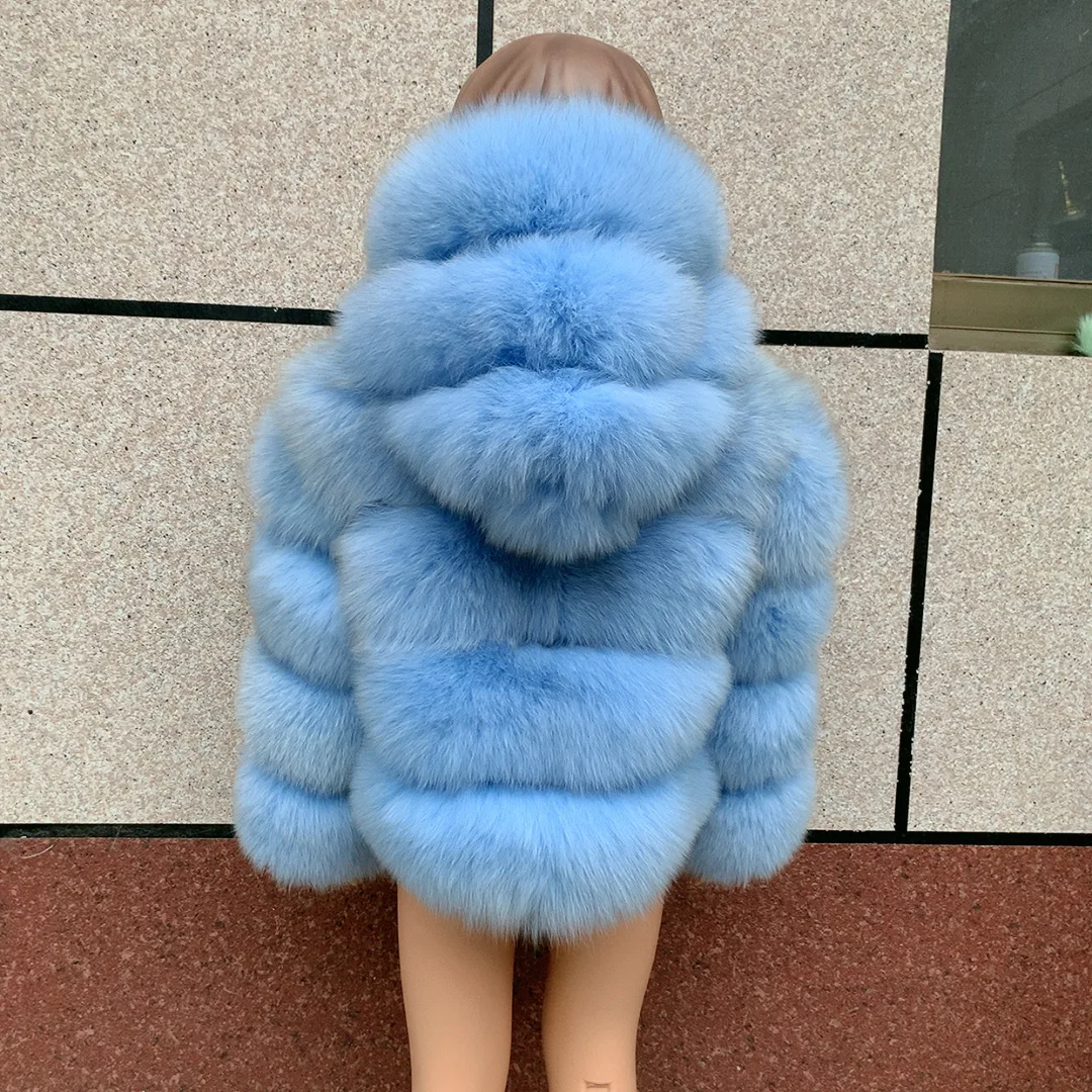 HUAQIUMEISI Children's hooded real fur coat girl boy same style children's Kids fox fur coat children's raccoon fur coat hooded