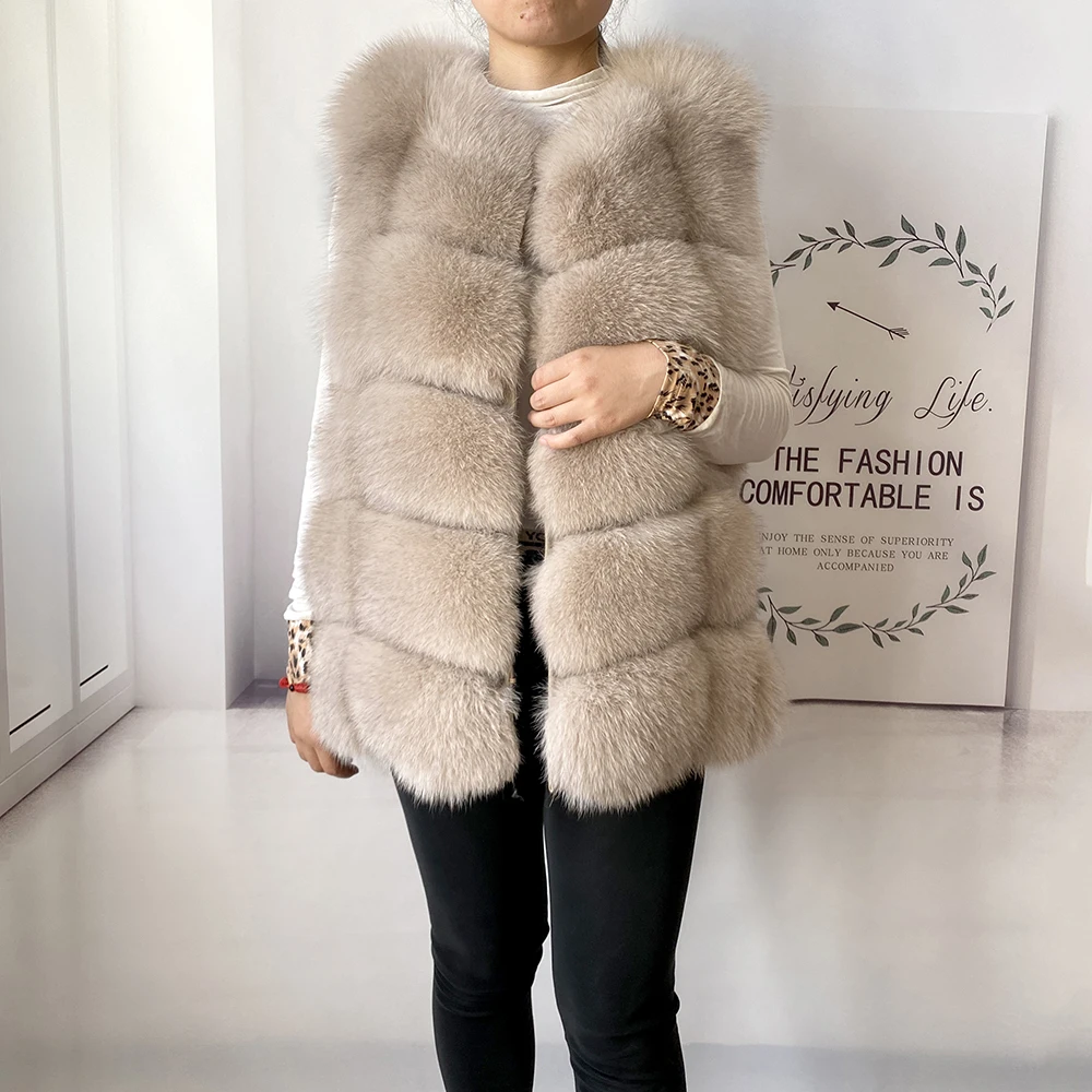 2023 New Women's Winter Real Fur Coat High Quality Natural Fox Fur Vest Fashion Luxurious Warm Sleeveless Dark buckle jacket