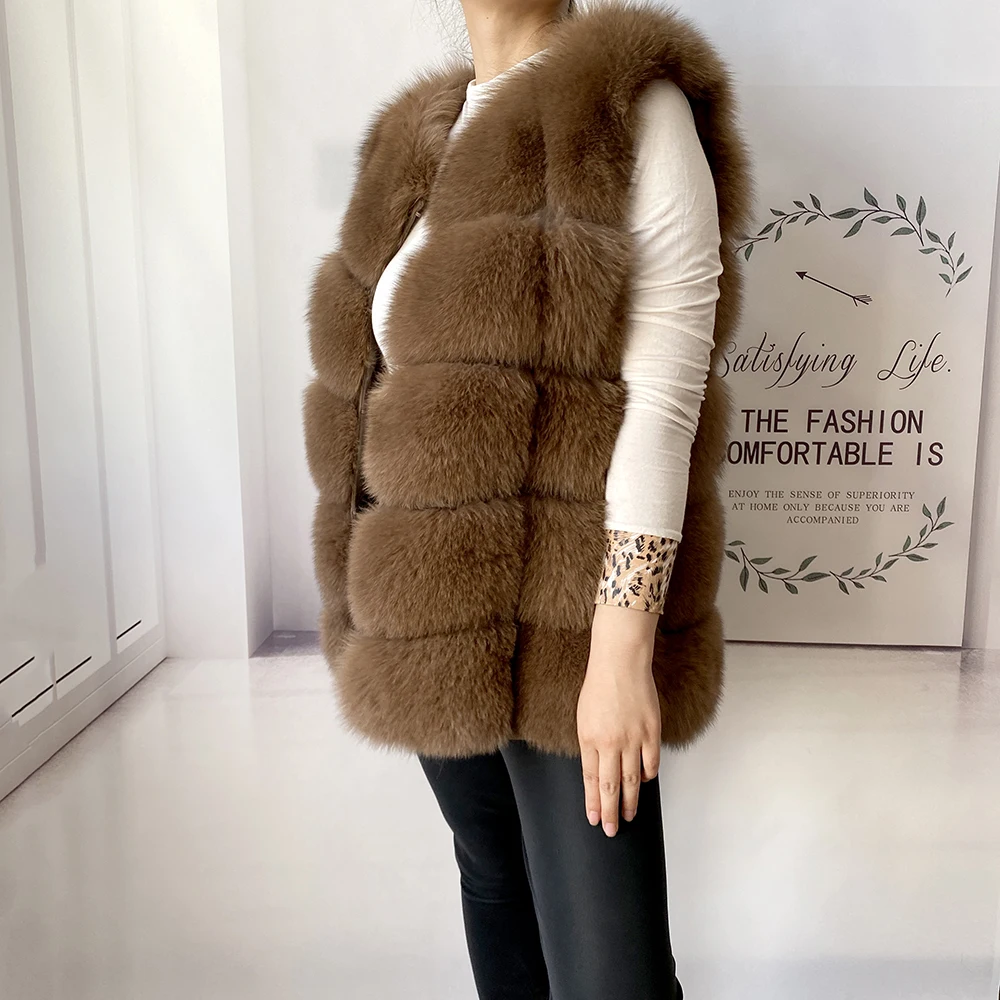 2023 New Women's Winter Real Fur Coat High Quality Natural Fox Fur Vest Fashion Luxurious Warm Sleeveless Dark buckle jacket
