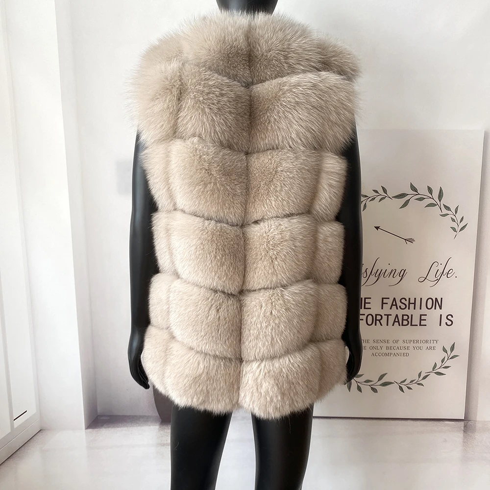 2023 New Women's Winter Real Fur Coat High Quality Natural Fox Fur Vest Fashion Luxurious Warm Sleeveless Dark buckle jacket