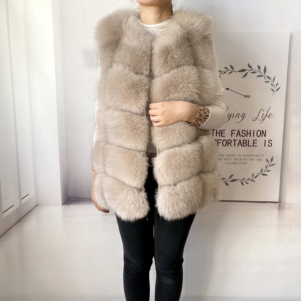 2023 New Women's Winter Real Fur Coat High Quality Natural Fox Fur Vest Fashion Luxurious Warm Sleeveless Dark buckle jacket