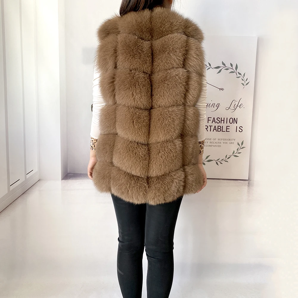 2023 New Women's Winter Real Fur Coat High Quality Natural Fox Fur Vest Fashion Luxurious Warm Sleeveless Dark buckle jacket
