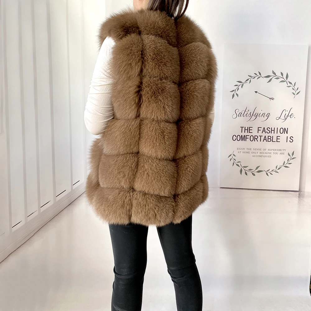 2023 New Women's Winter Real Fur Coat High Quality Natural Fox Fur Vest Fashion Luxurious Warm Sleeveless Dark buckle jacket