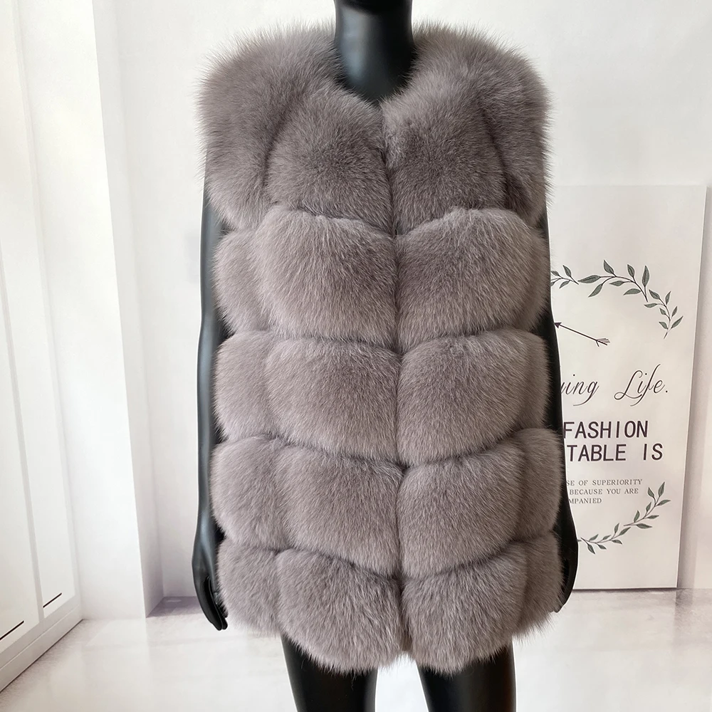 2023 New Women's Winter Real Fur Coat High Quality Natural Fox Fur Vest Fashion Luxurious Warm Sleeveless Dark buckle jacket