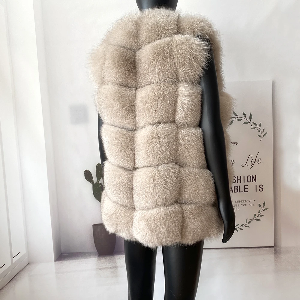 2023 New Women's Winter Real Fur Coat High Quality Natural Fox Fur Vest Fashion Luxurious Warm Sleeveless Dark buckle jacket