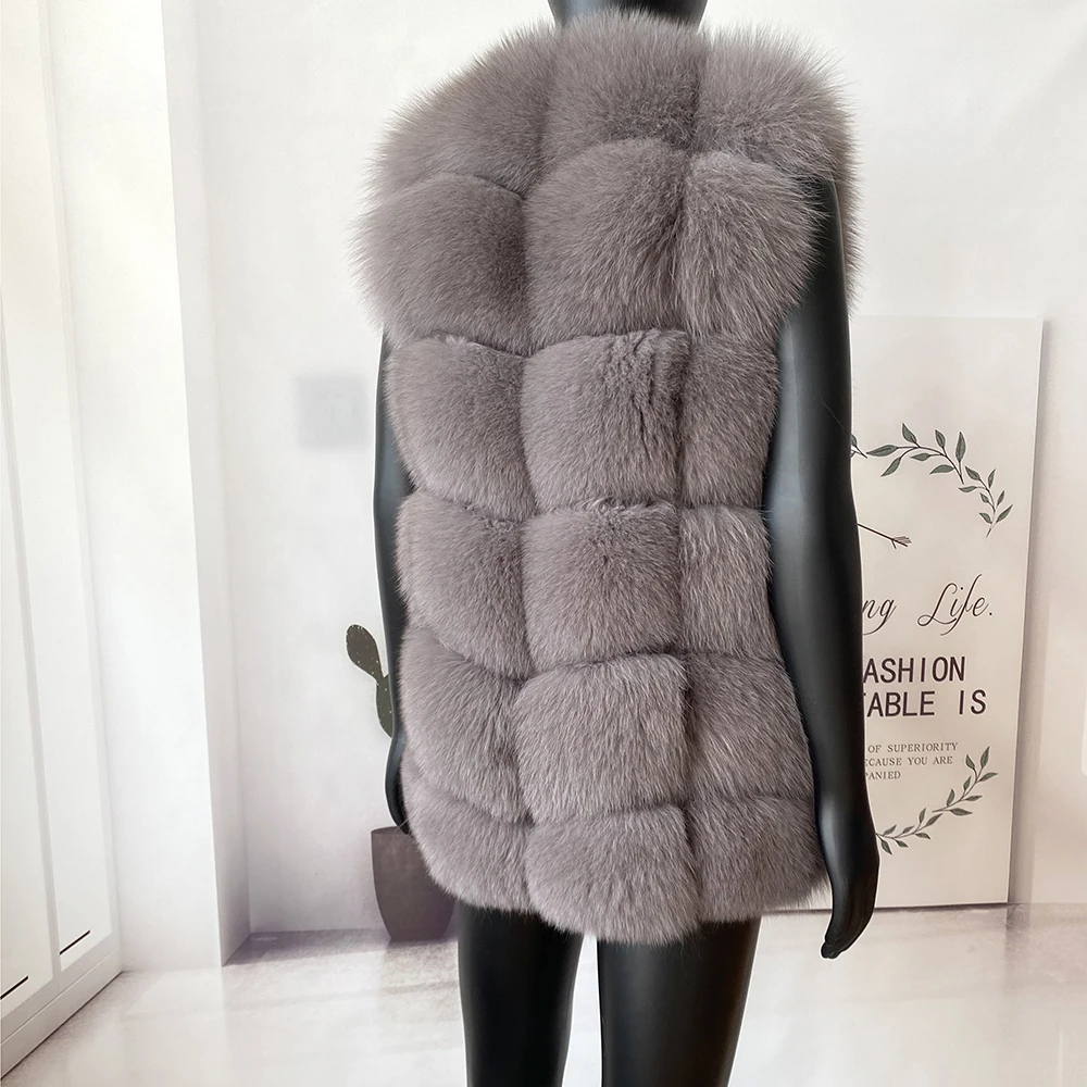 2023 New Women's Winter Real Fur Coat High Quality Natural Fox Fur Vest Fashion Luxurious Warm Sleeveless Dark buckle jacket